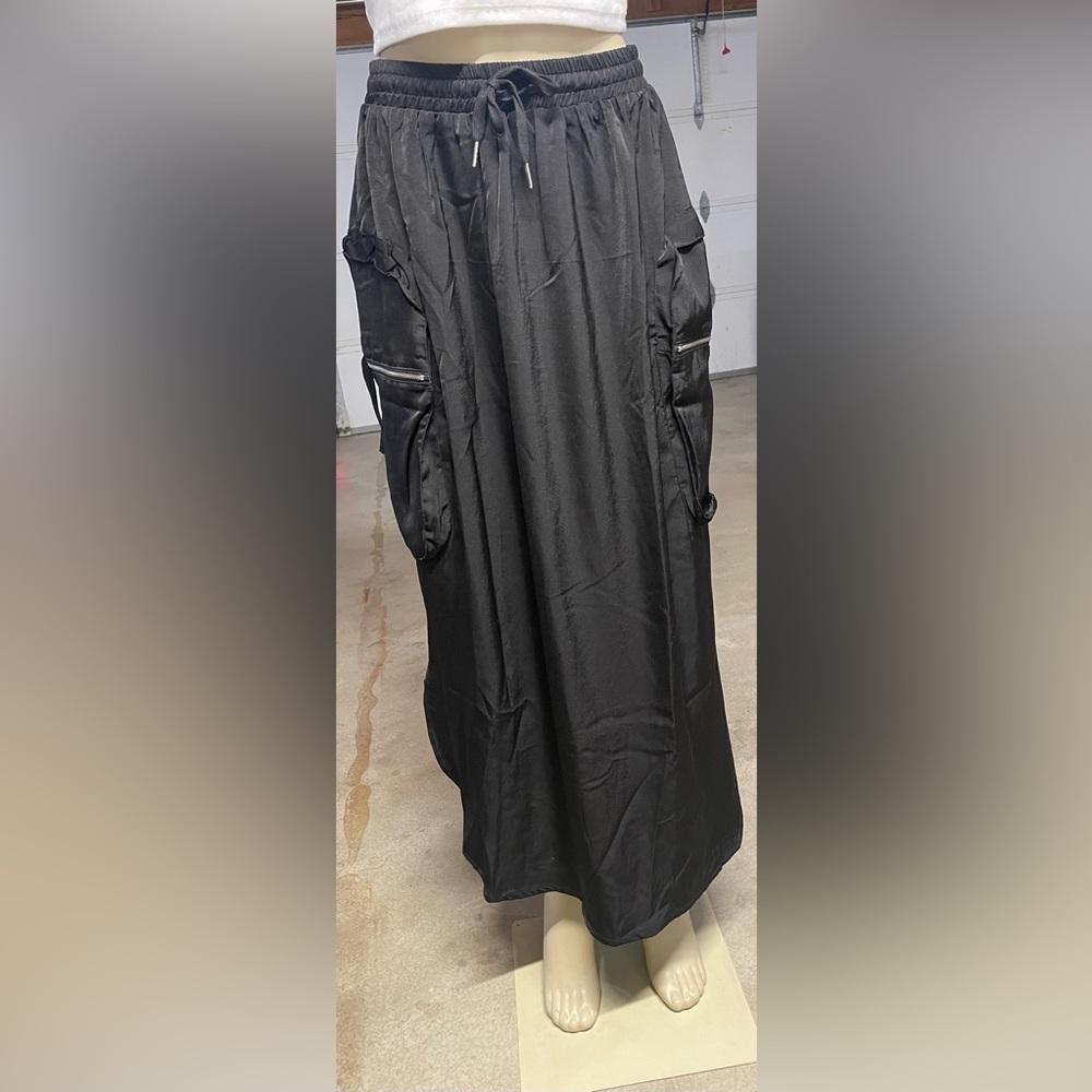 Black long skirt w/ silver side zippers